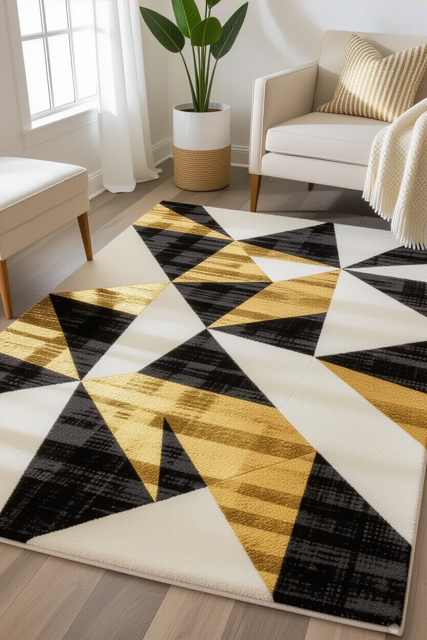 Geometric Rug Modern Living Room Decor