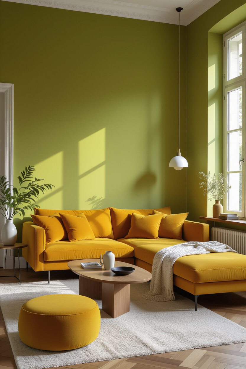 Gold Accent Living Room Wall Design