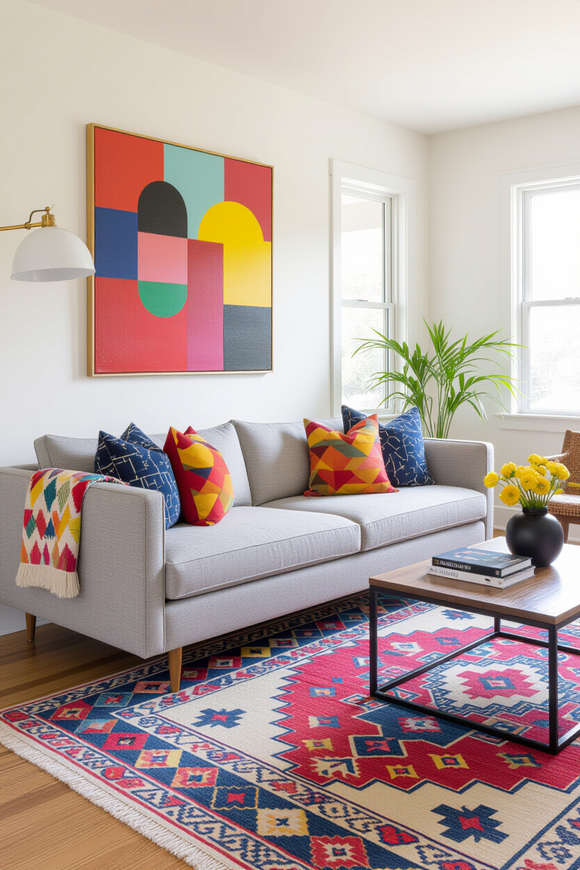 Grey Couch Living Room Ideas Colorful