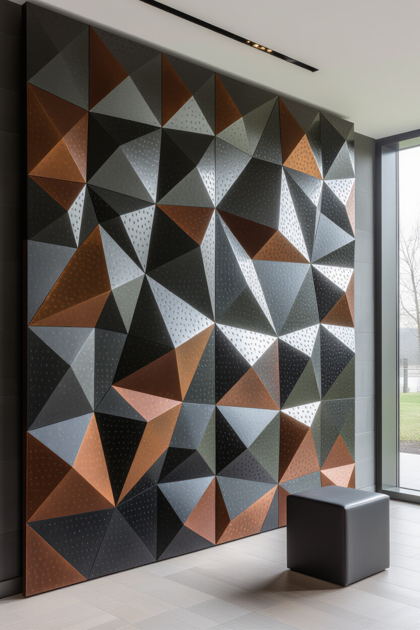 Industrial Metal Living Room 3D Accent Wall