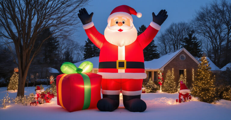 Inflatable Santa Claus With Gift