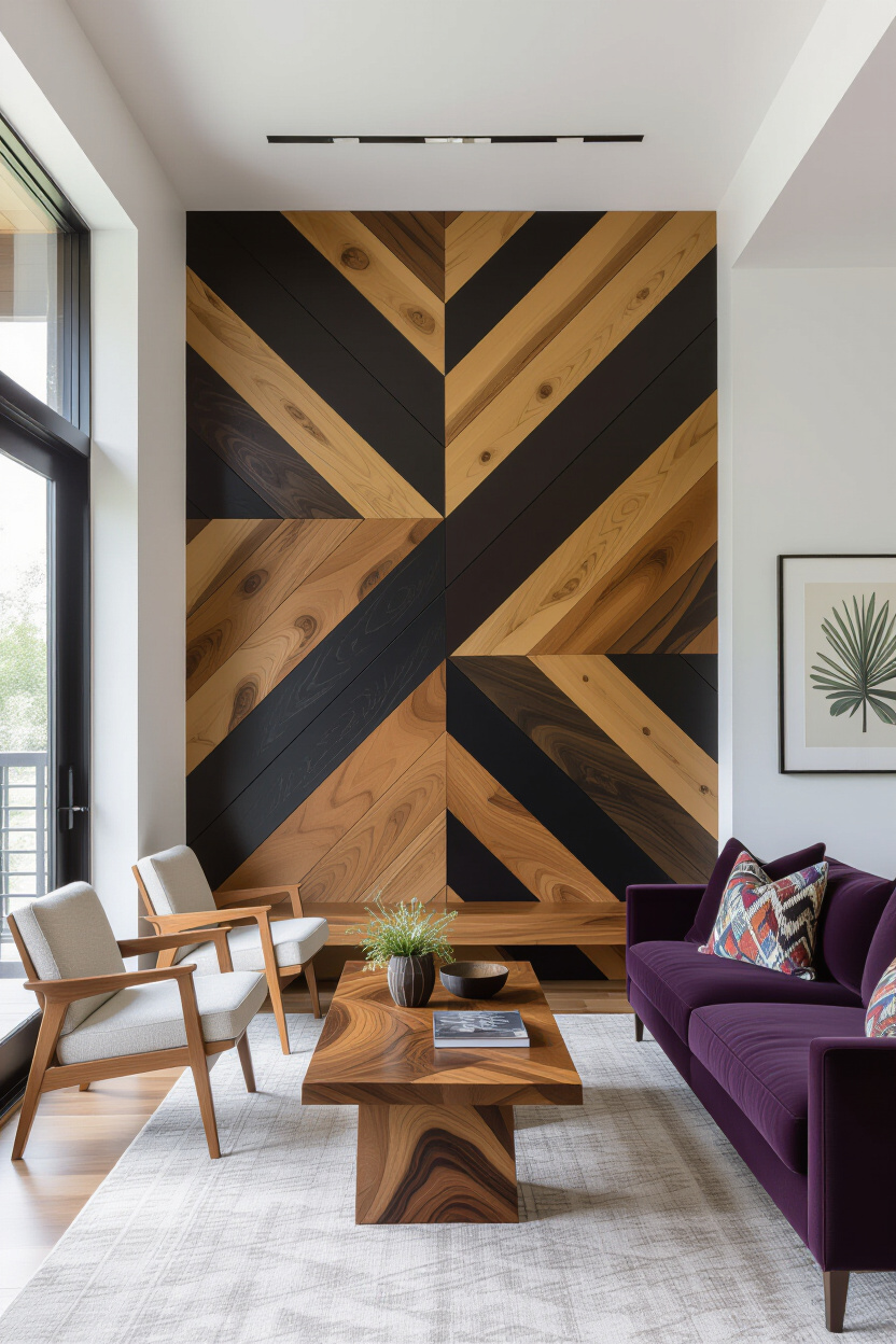 Inspiring chevron and geometric wood wall designs