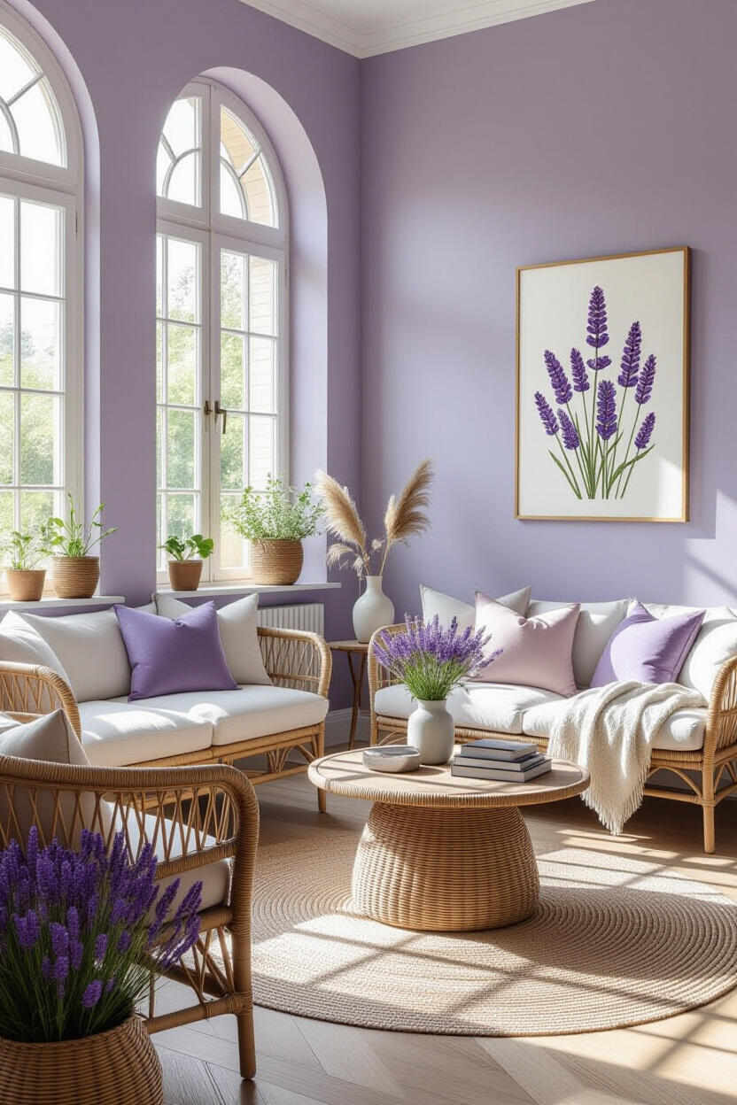 Lavender Living Room Wall Design