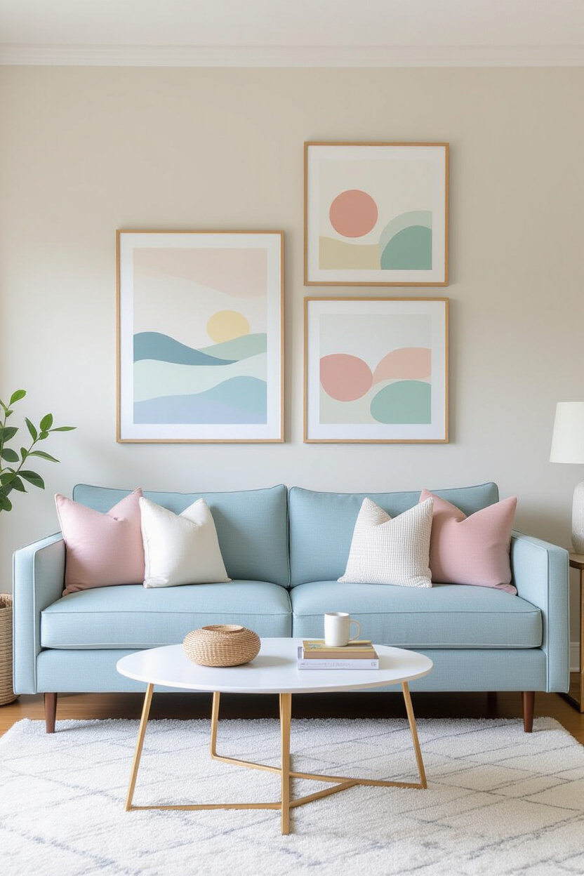 Light Blue Sofa: Walls Decor Ideas