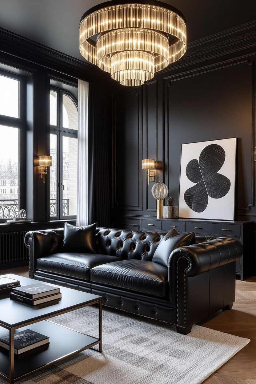 Luxe Black Leather Sofa Living Room Ideas