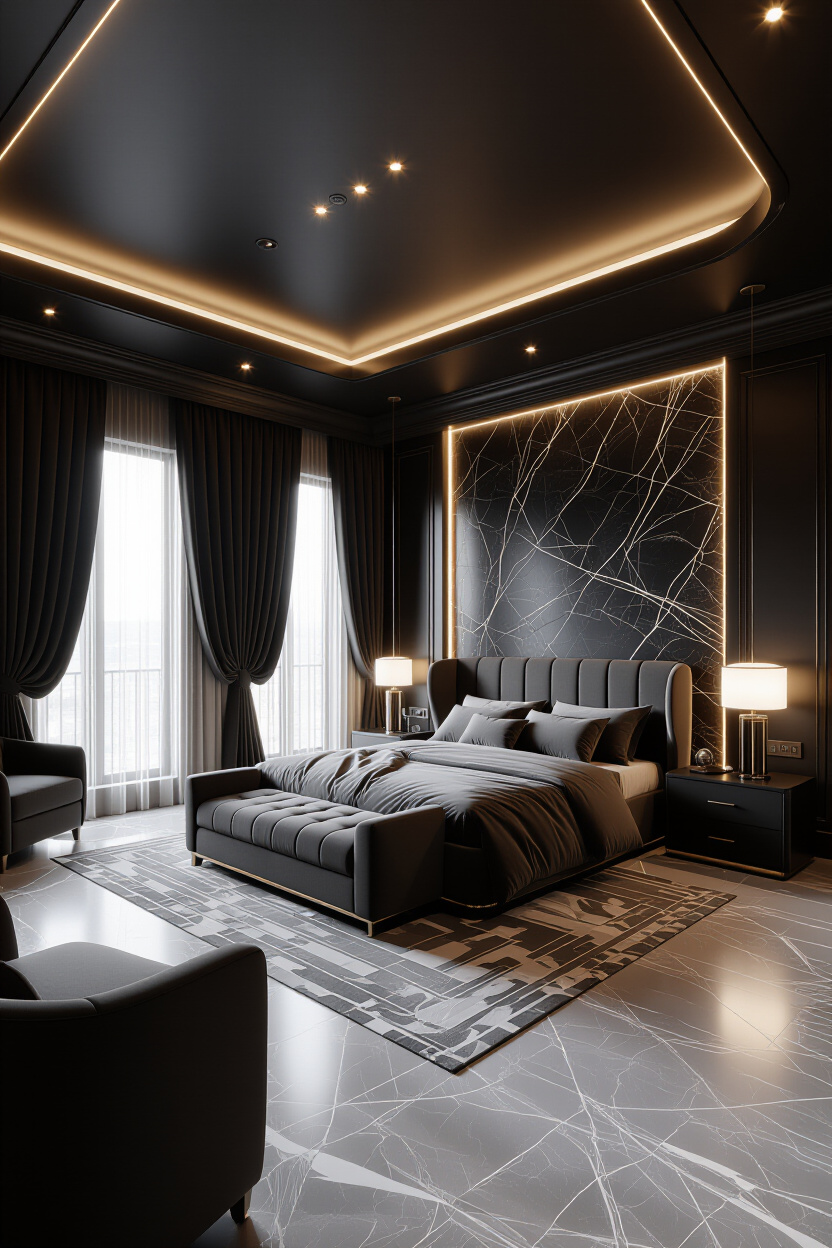 Luxury Black Bedroom Design for the Discerning