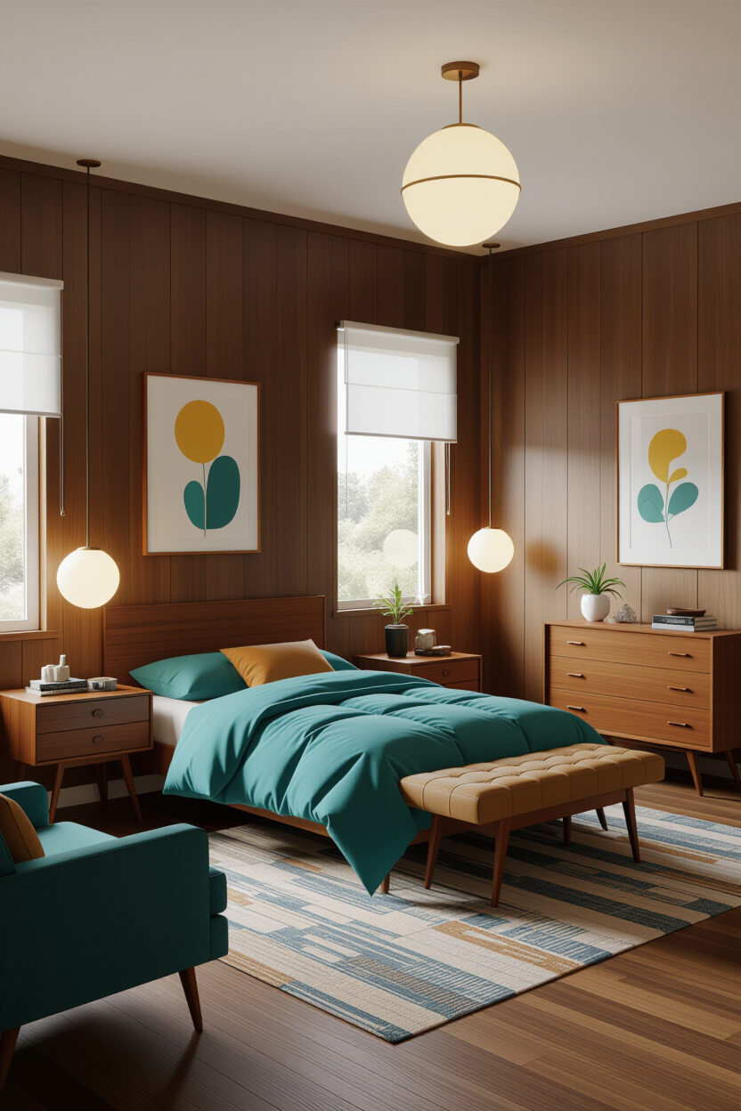 Mid-Century Modern Small Bedroom: Retro Charm, Modern Feel