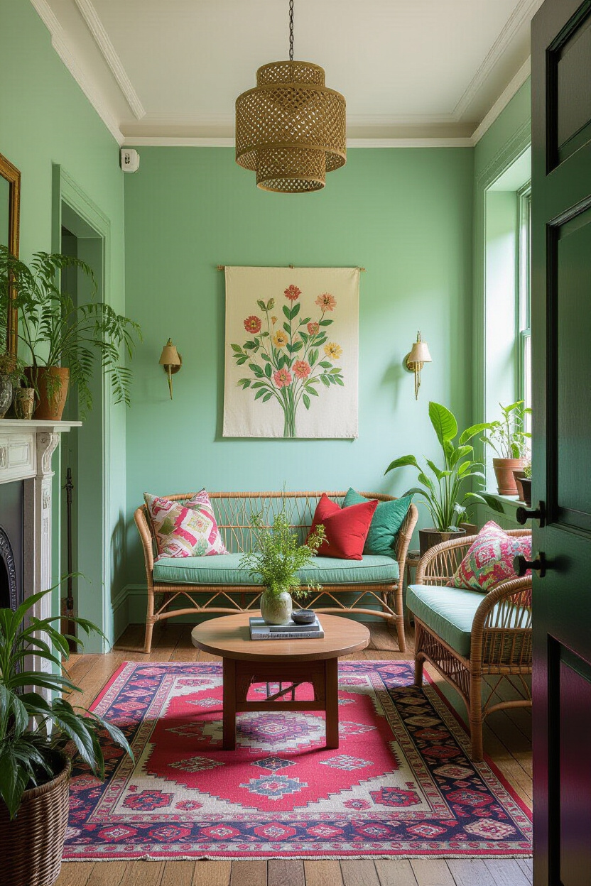 Mint Green Living Room Wall Design
