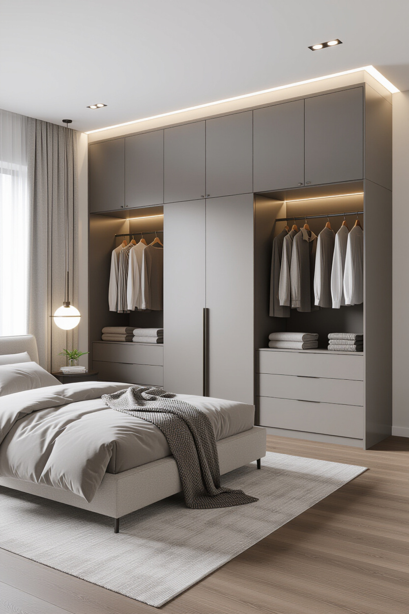 Modern Bedroom Interior with Wardrobe: Seamless Integration