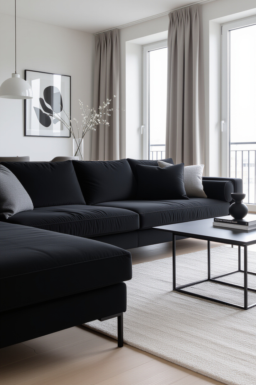 Modern Black Couch Living Room Decor Ideas
