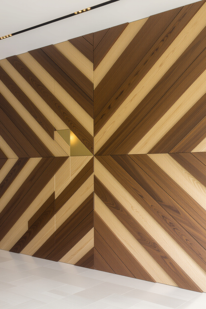 Modern chevron and geometric wood wall designs