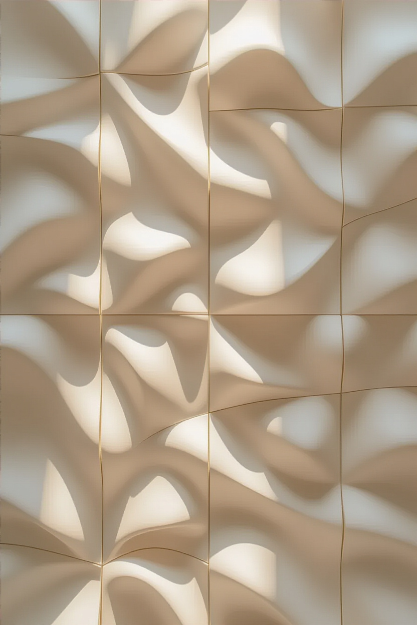 Modern White Living Room 3D Accent Wall