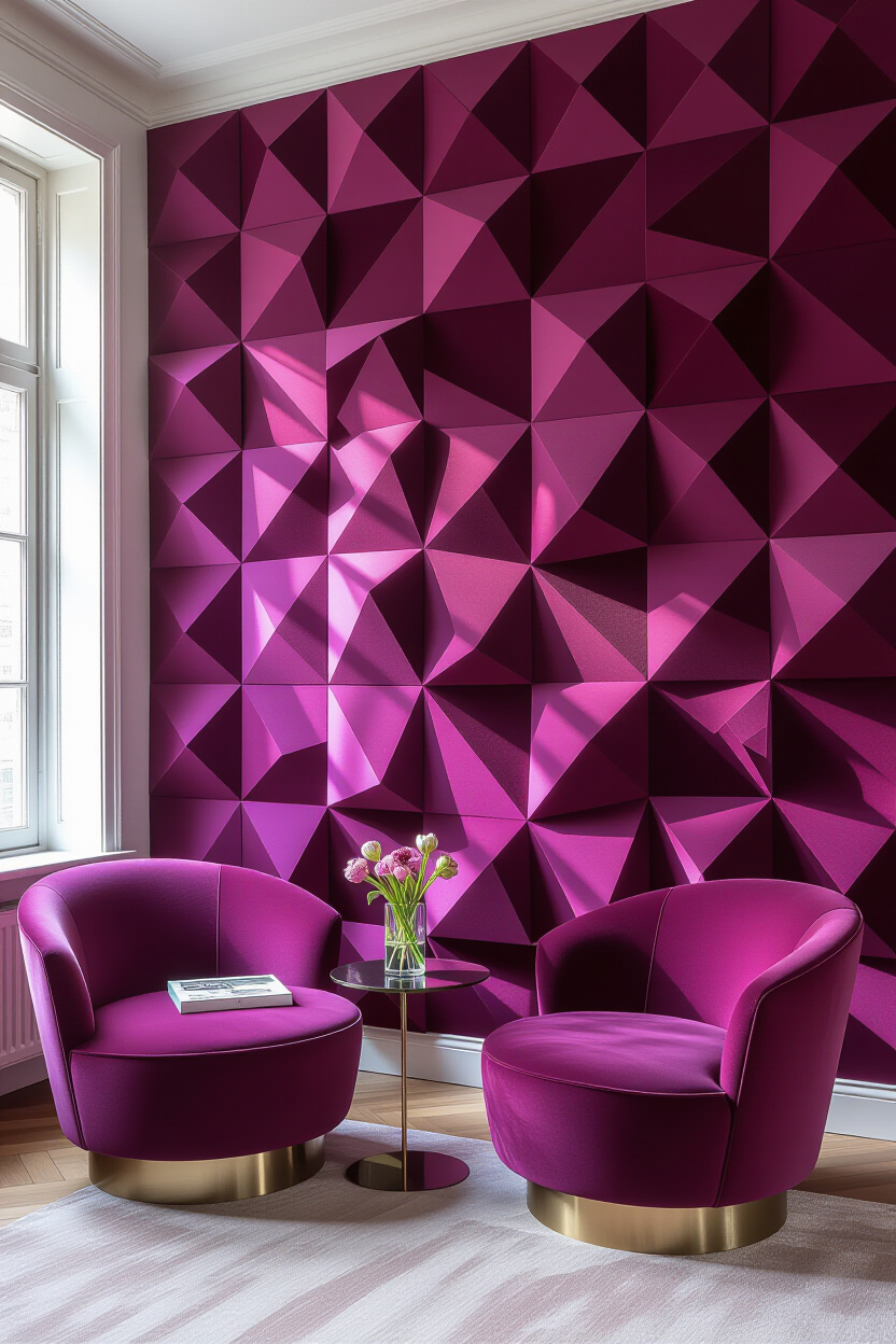 Mystic Mauve Mystic Geometric 3D Accent Wall