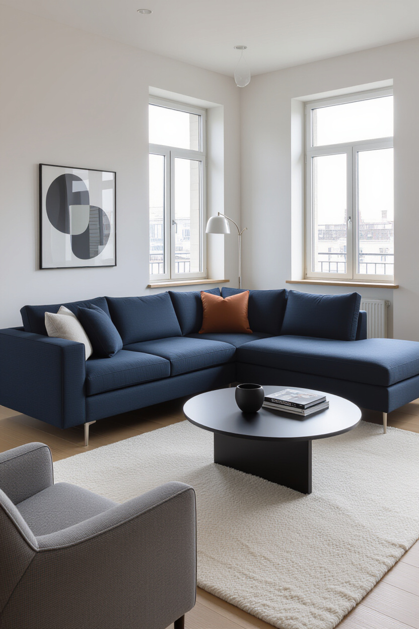 Navy Blue Couch: Modern Living Room Decor