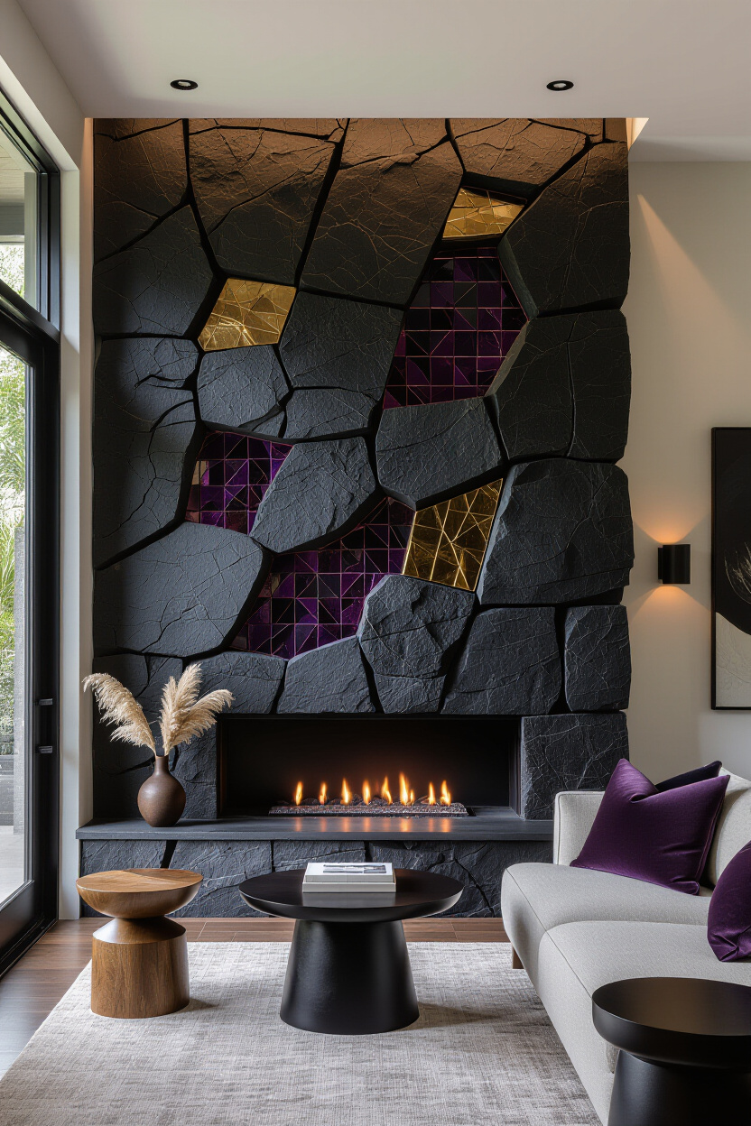 Organic Eclectic Black Accent Wall