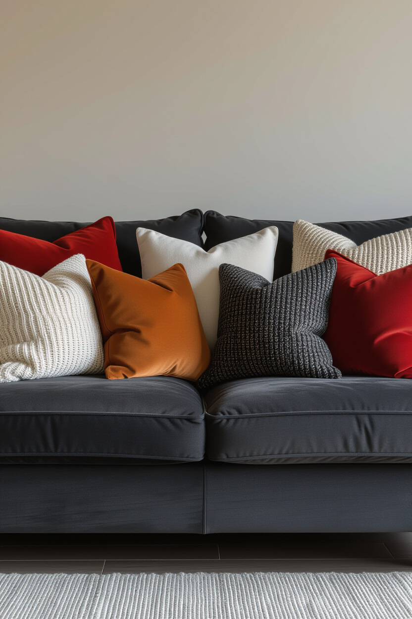 Pillows for Charcoal Couch: Adding Texture and Color
