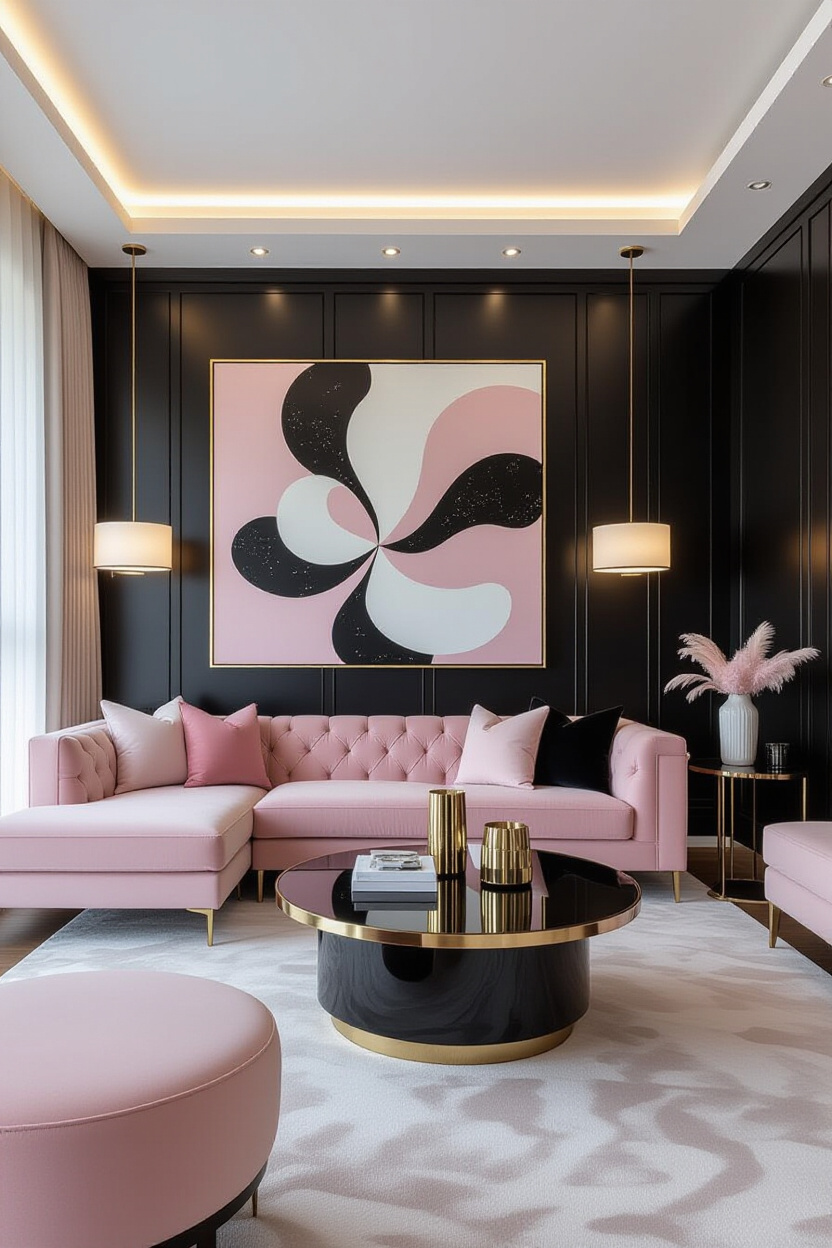 Pink and Black and White Living Room Decor: A Chic Combination