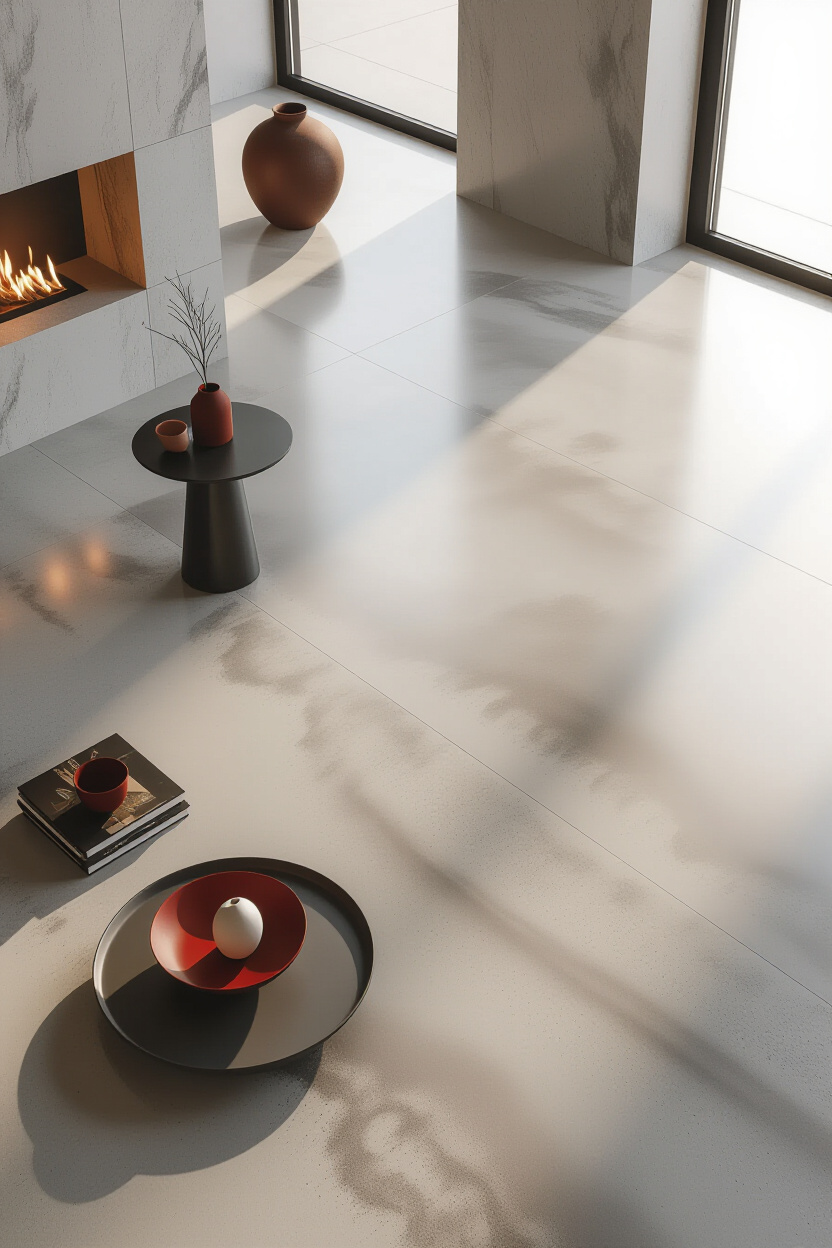 Polished Concrete Modern Living Room Decor