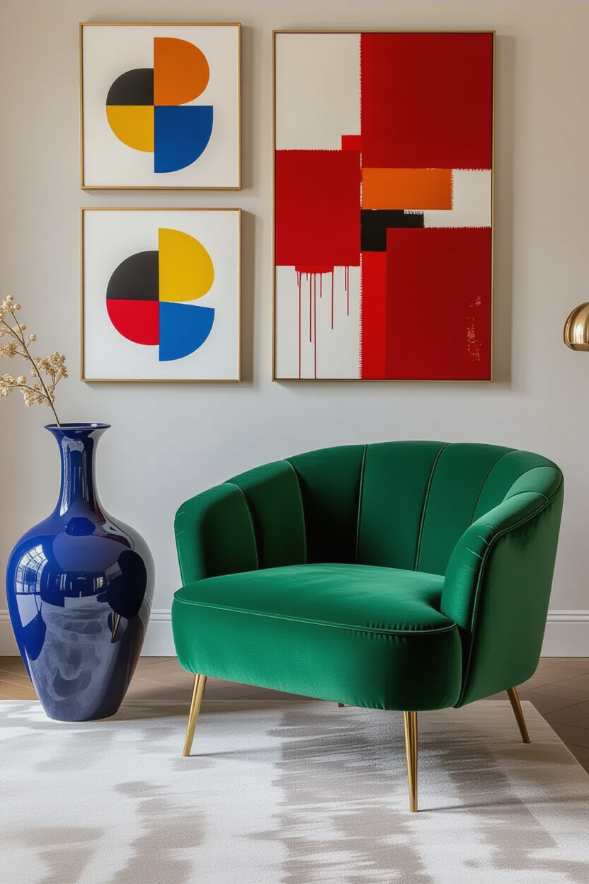 Pops of Color Modern Living Room Decor