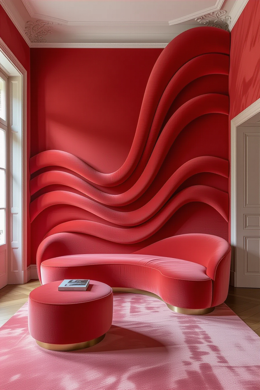 Rich Rose Rich Velvet 3D Accent Wall