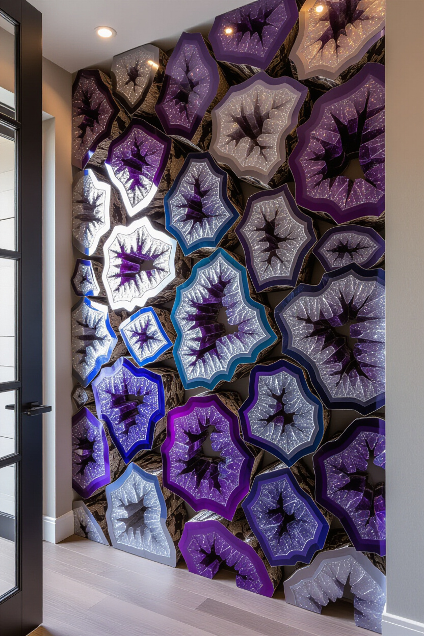 Serene Purple Living Room 3D Accent Wall