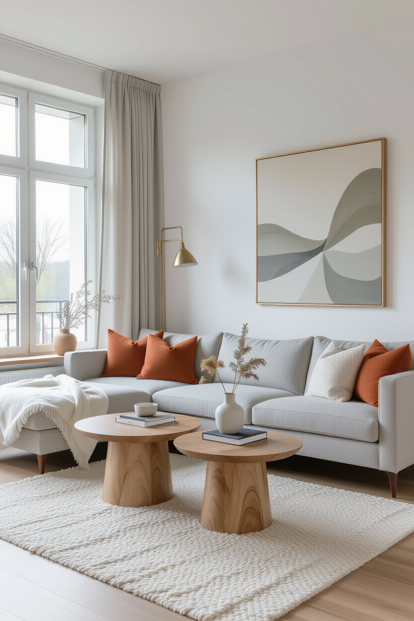 Silver Accent Living Room Wall Design