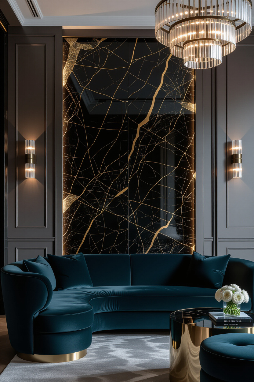 Sophisticated Eclectic Black Accent Wall