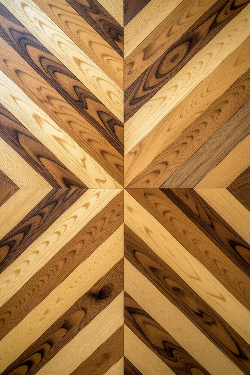 Striking chevron and geometric wood wall designs