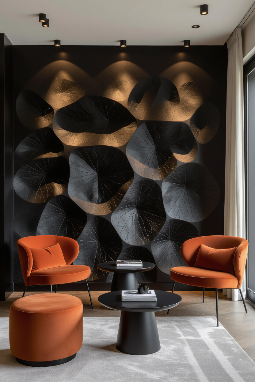 Striking Eclectic Black Accent Wall