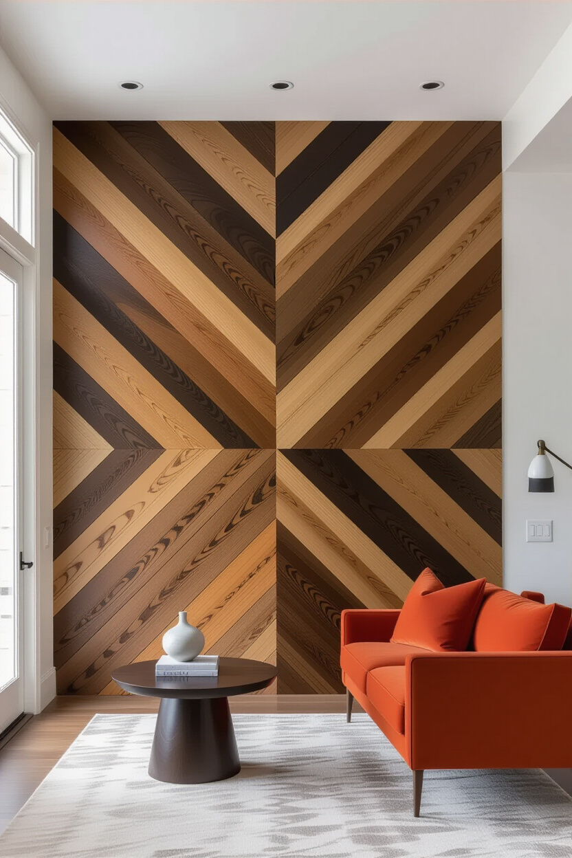 Stunning chevron and geometric wood wall designs