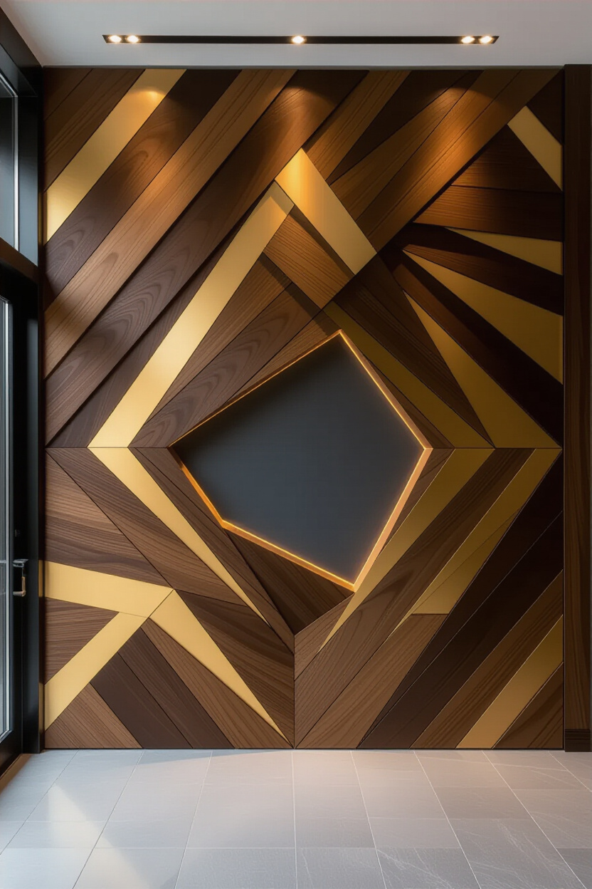 Stylish chevron and geometric wood wall designs