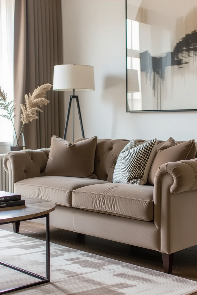 Suede Upholstery Modern Living Room Decor