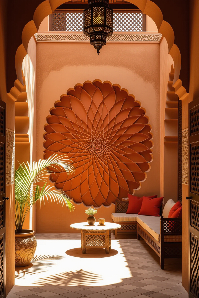 Sunny Ocher Sunny Moroccan 3D Accent Wall