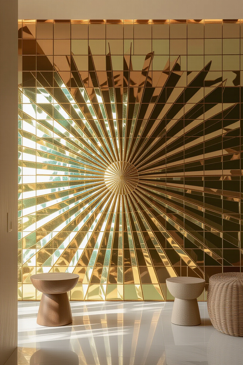 Sunny Yellow Living Room 3D Accent Wall