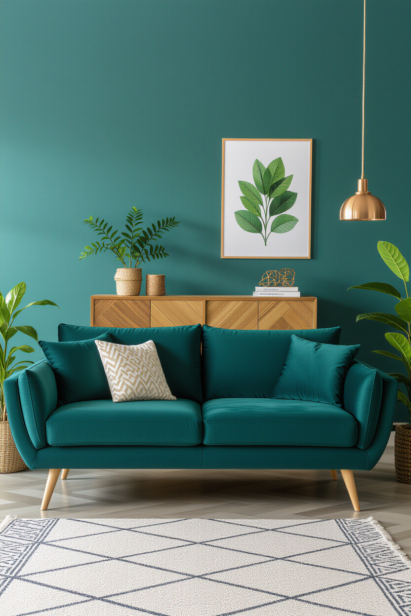 Teal Blue Sofa: Living Room Decor Ideas