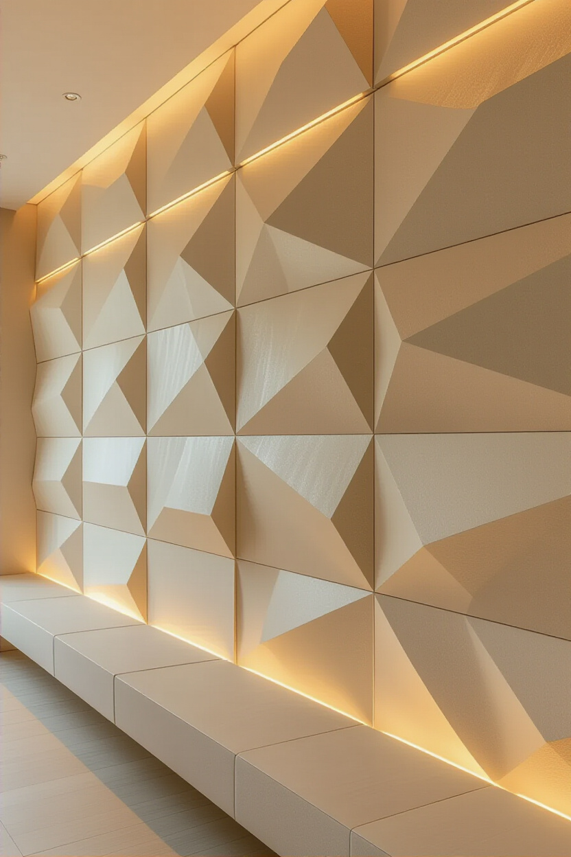 Textured Beige Living Room 3D Accent Wall