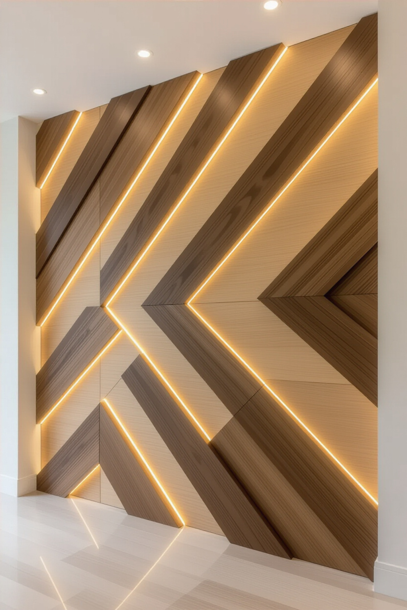 Trendy chevron and geometric wood wall designs