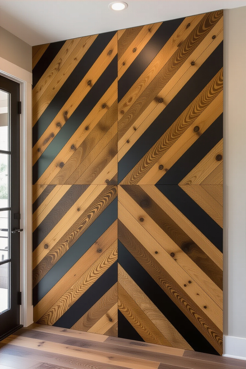 Unique chevron and geometric wood wall designs