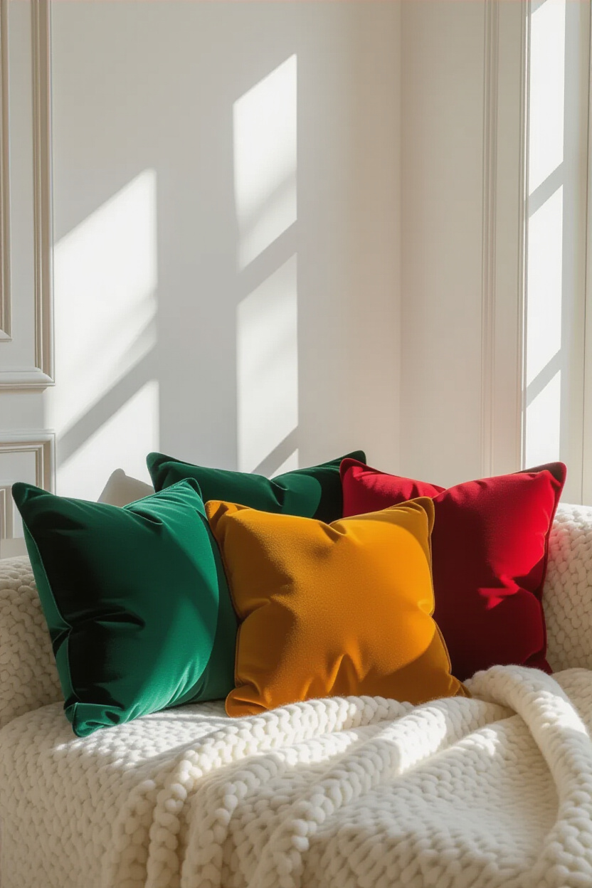 Velvet Cushions Modern Living Room Decor