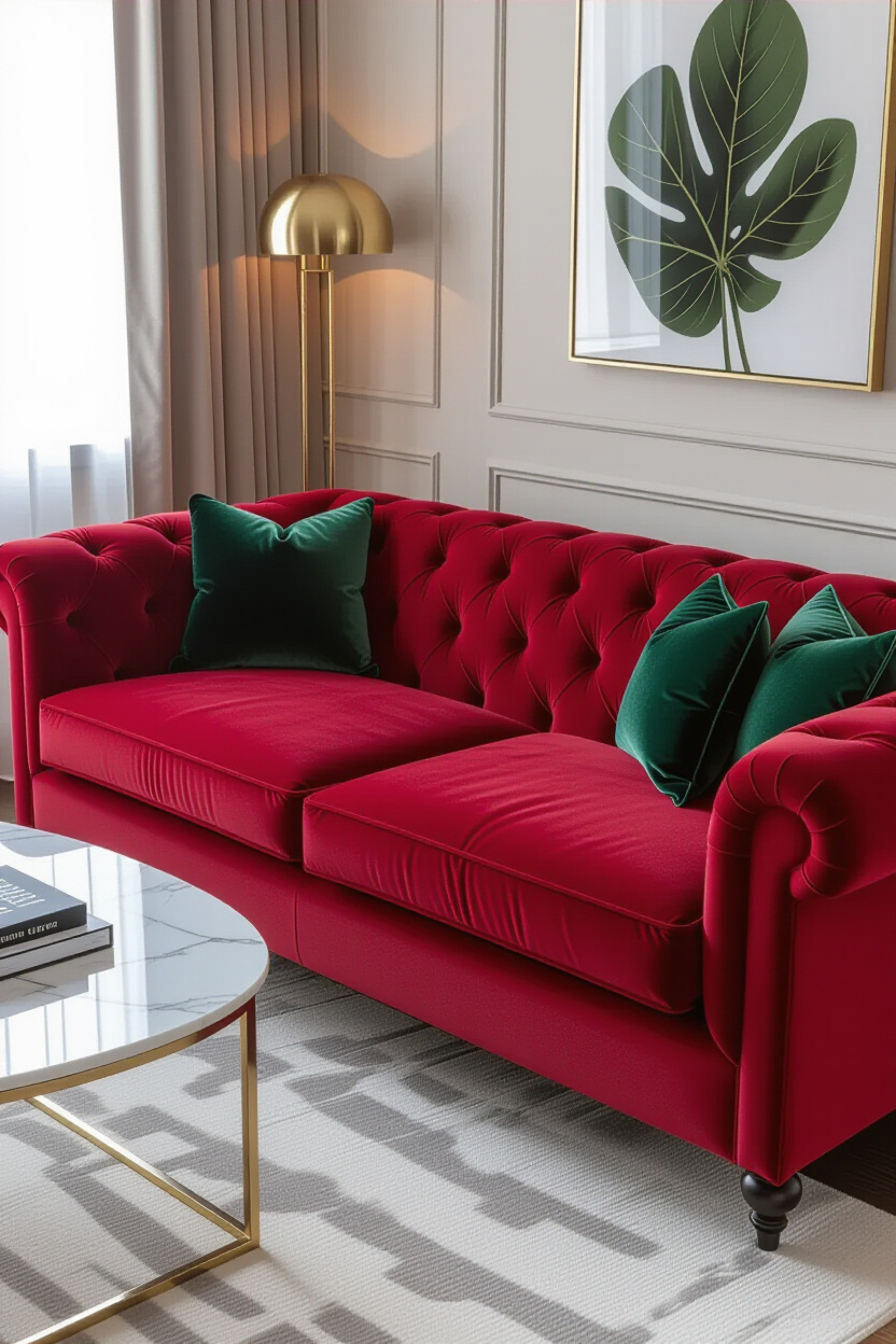 Velvet Sofa Modern Living Room Decor