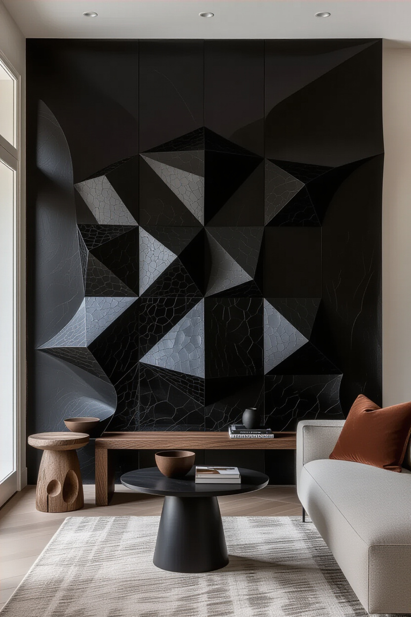 Vibrant Eclectic Black Accent Wall