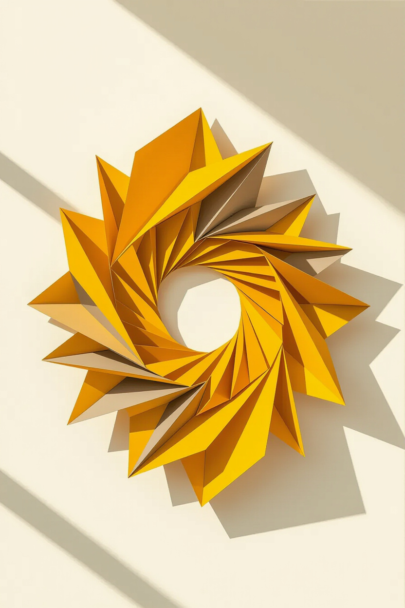 Vibrant Yellow Geometric 3D Accent Wall