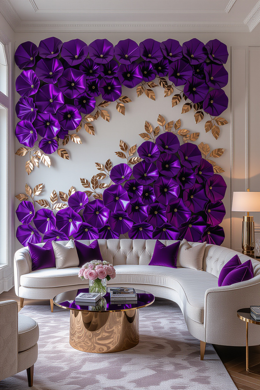 Vivid Violet Vivid Floral 3D Accent Wall