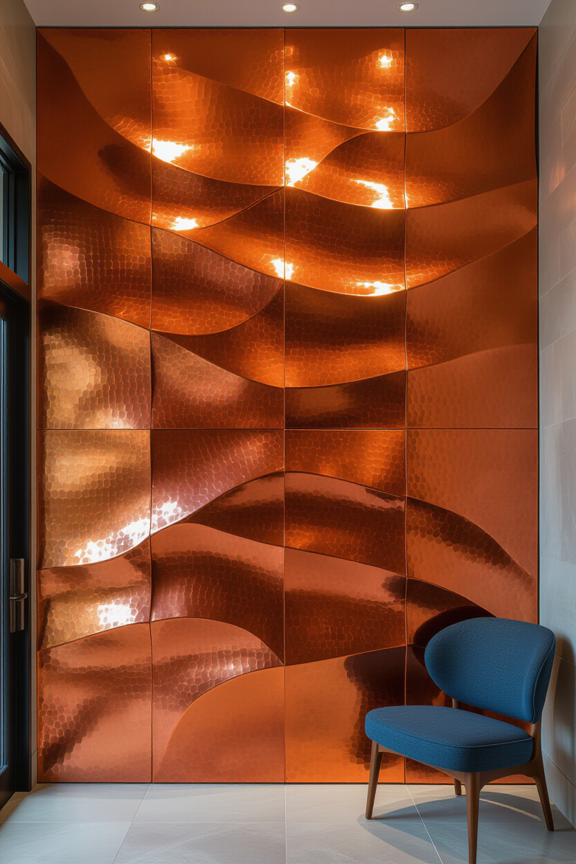 Warm Copper Living Room 3D Accent Wall