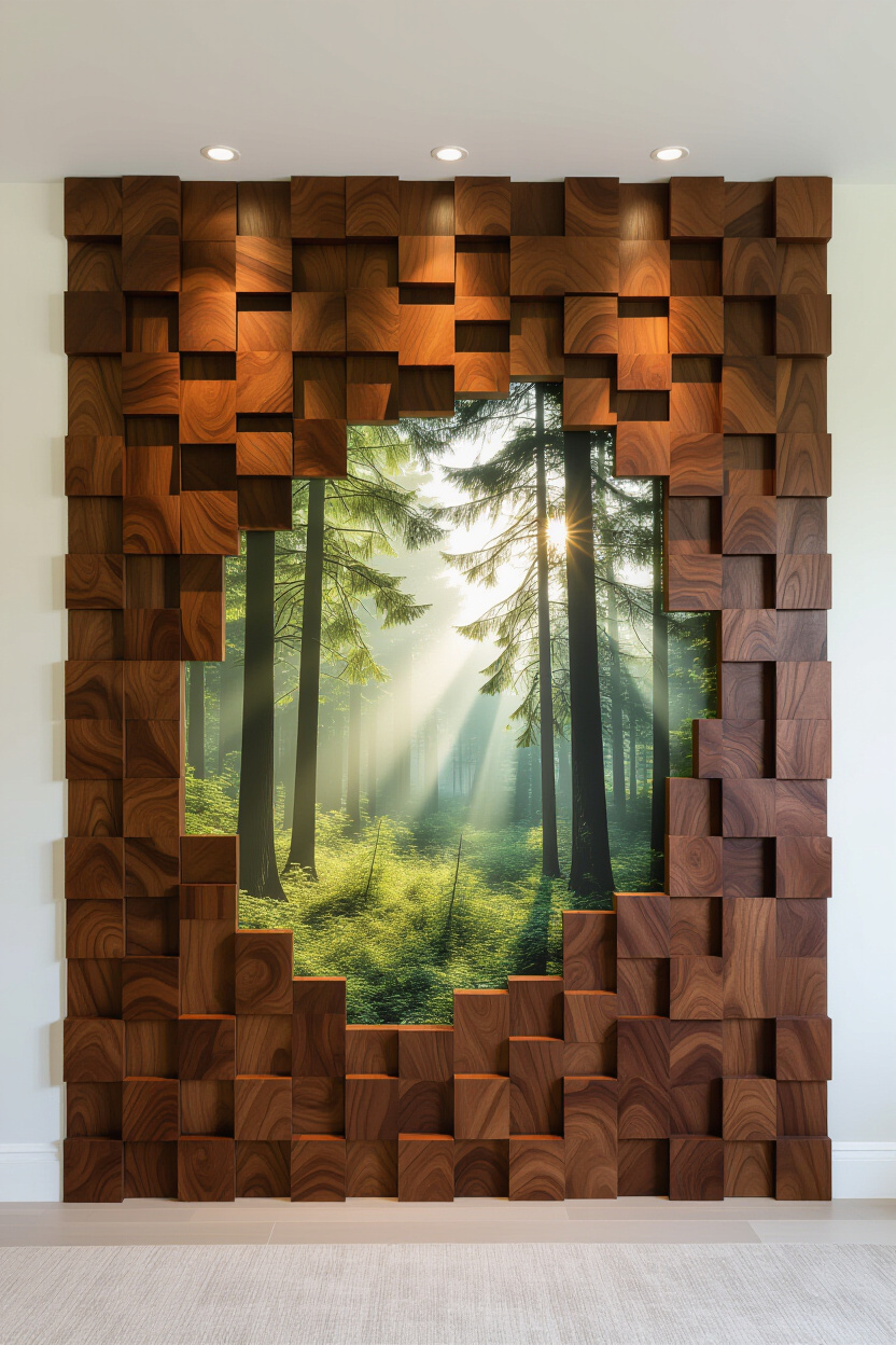 Warm Walnut Warm Rustic 3D Accent Wall