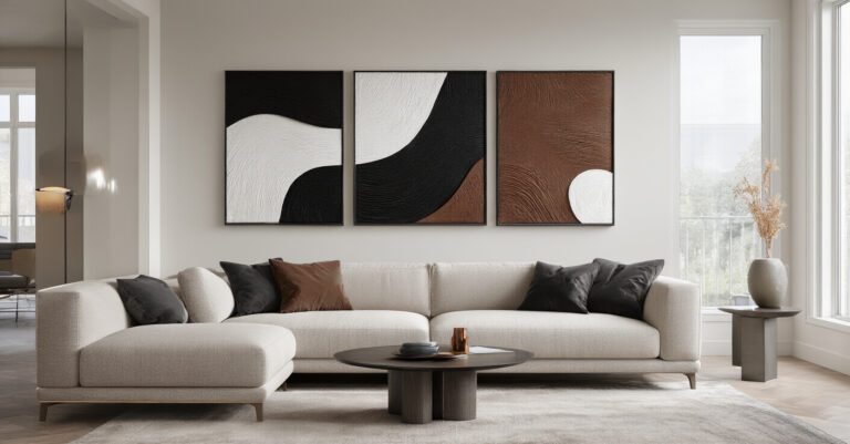 Neutral Abstract Art for Modern Living Rooms