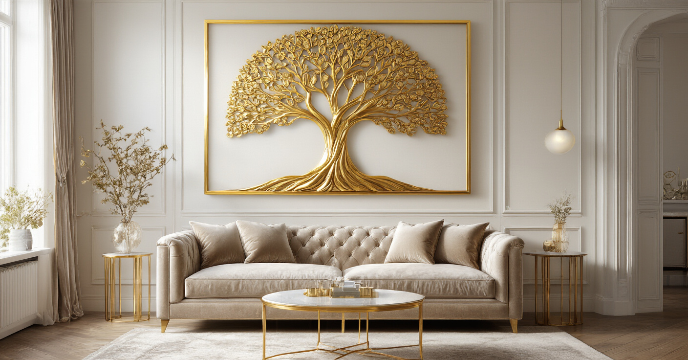 Large Gold Wall Art for Luxury Living Rooms
