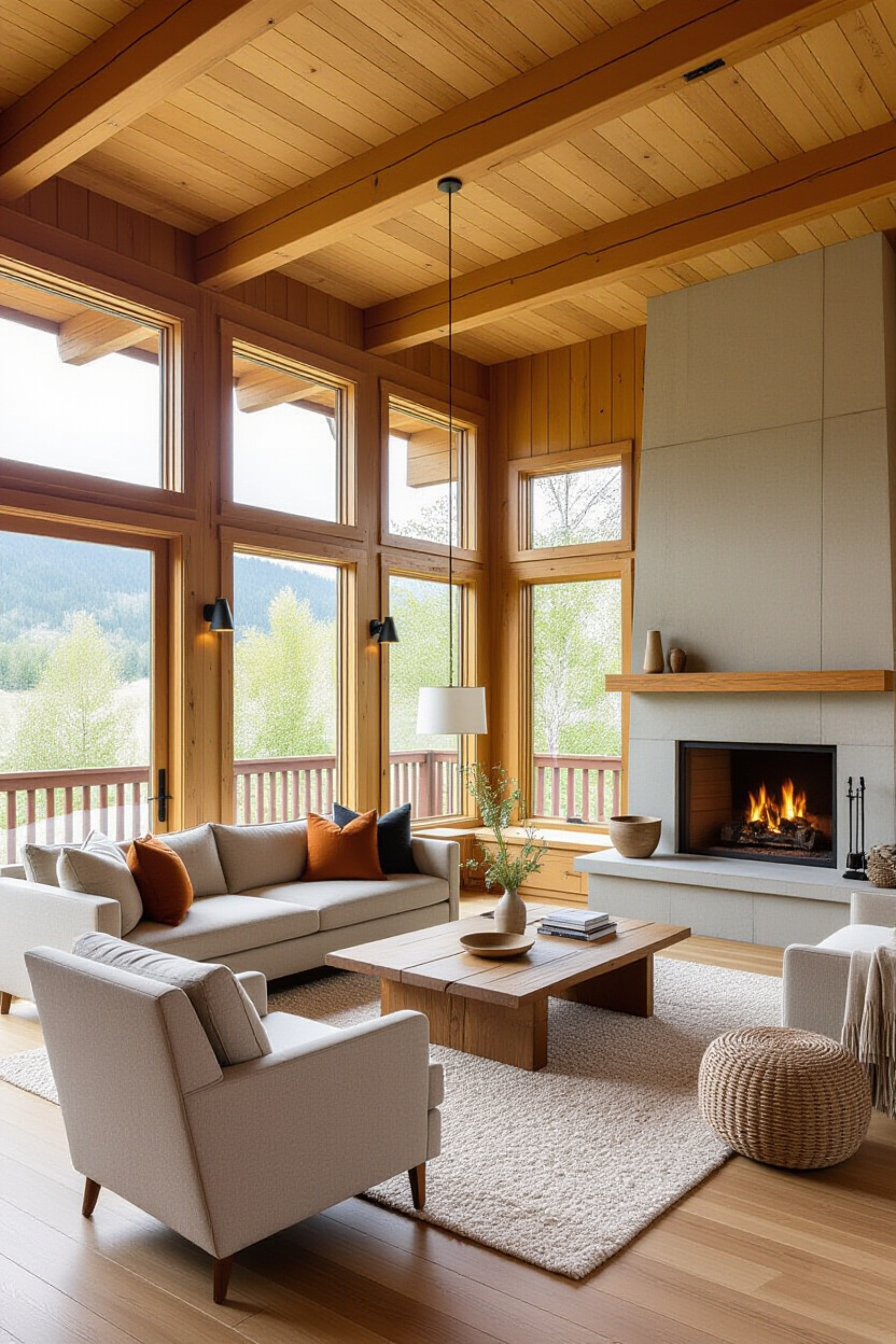 Contemporary Cabin Interior: Sleek Design Meets Natural Warmth