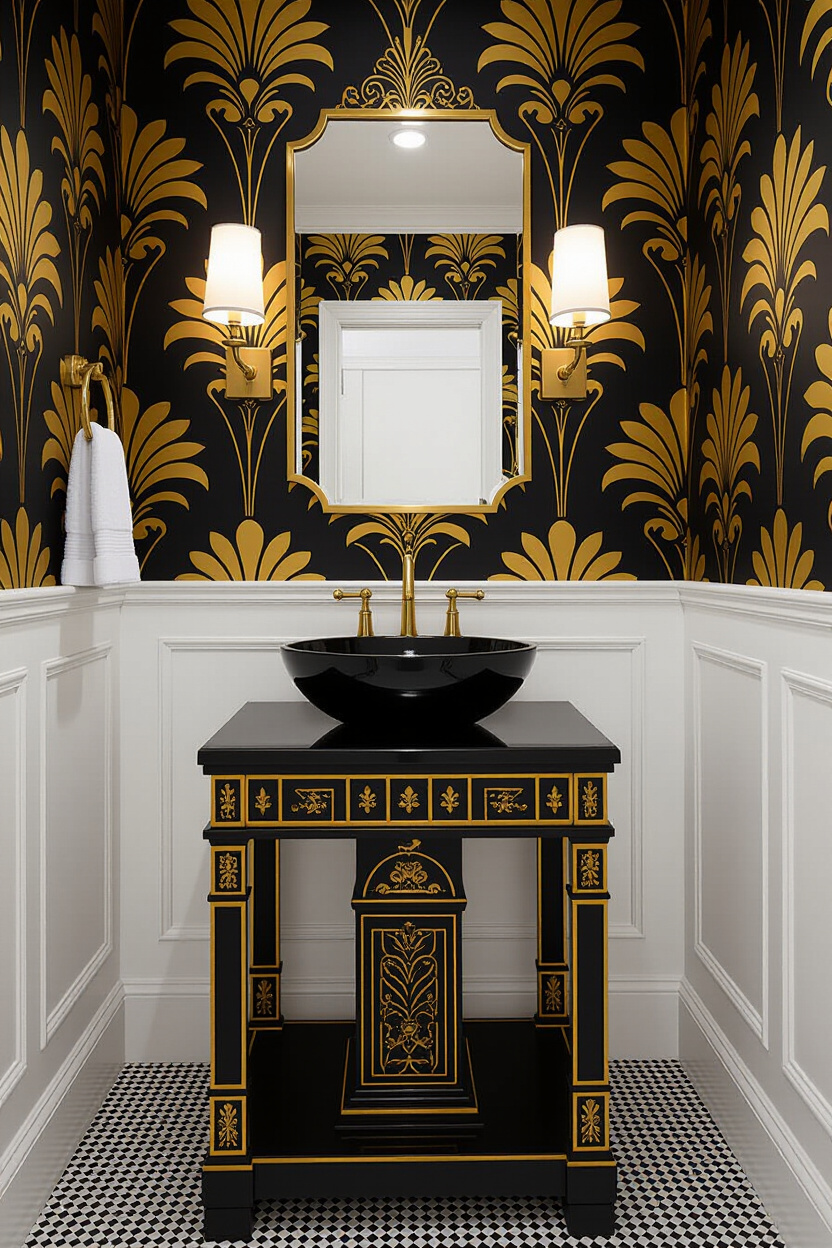 Maximizing Style in an Art Deco Powder Room