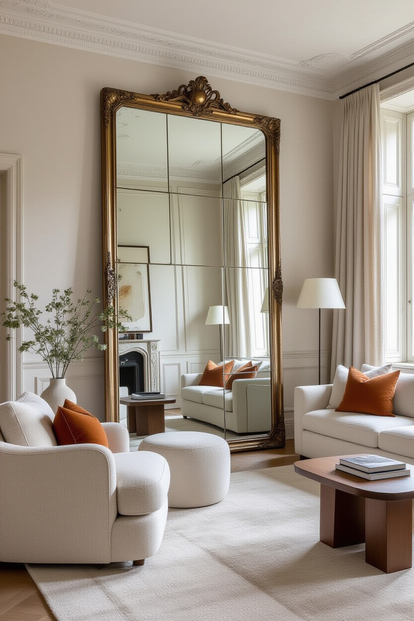 Mirror Wall Decor for a Modern Luxury Living Room